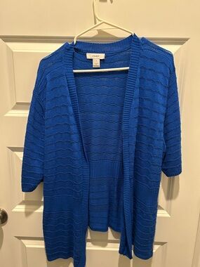 CJ Banks Bright Blue Open-Front Short Sleeve Cardigan